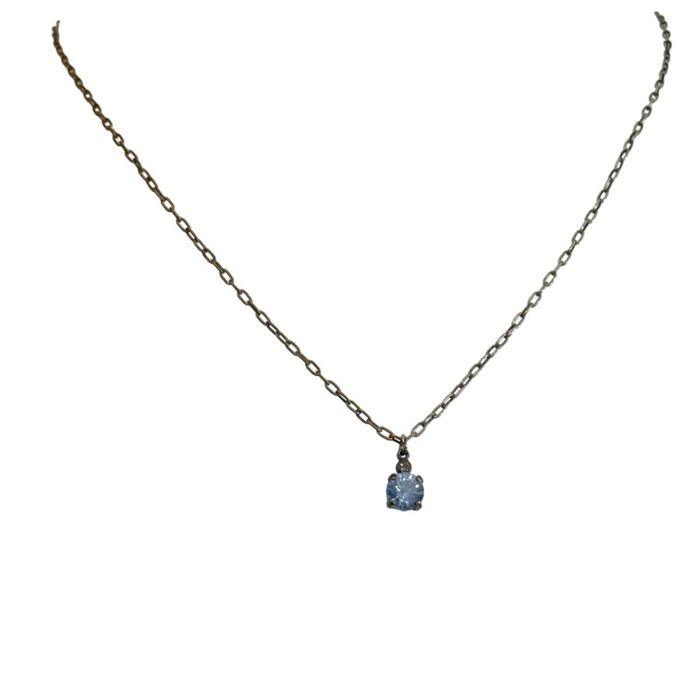 Vintage Light Blue Rhinestone Pendant Necklace